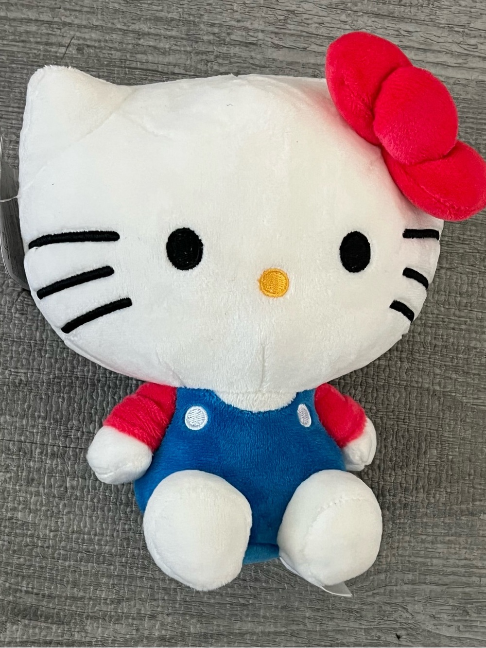 Sanrio Hello Kitty Plush Stuffed Animal Cat Doll Blue Overalls Red Bow